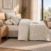 Cozy Beige Bedroom With Textured Bedding