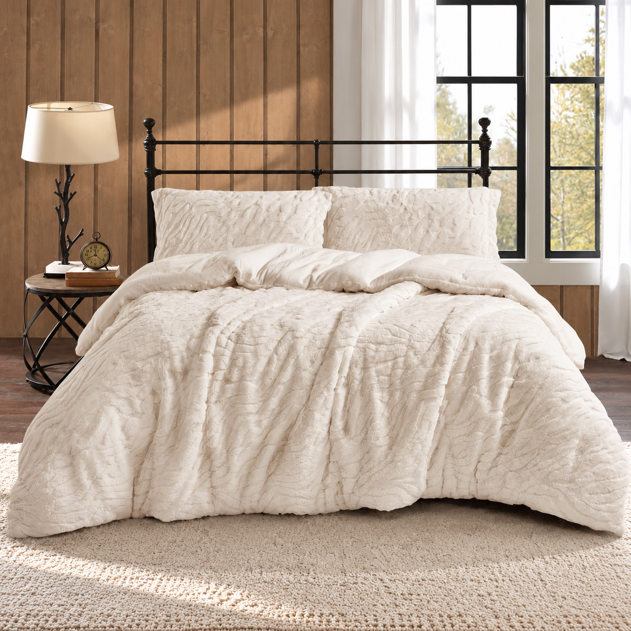 Cozy Rustic Bedroom With Textured Bedding